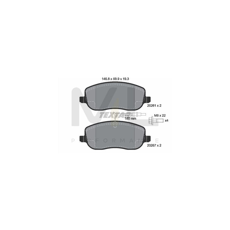 TEXTAR 2026101 Brake pad set with integrated wear warning contact, with brake caliper screws | ML Performance Car Parts