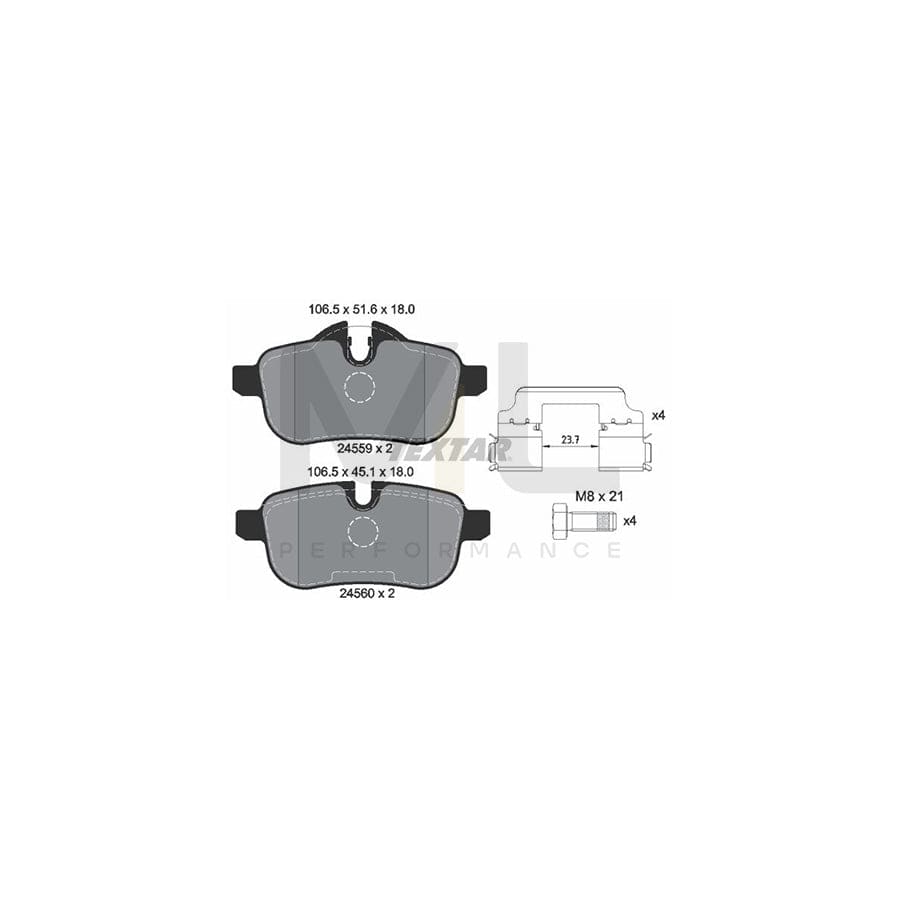 TEXTAR 2455902 Brake pad set for BMW Z4 Roadster (E89) prepared for wear indicator, with brake caliper screws, with accessories | ML Performance Car Parts