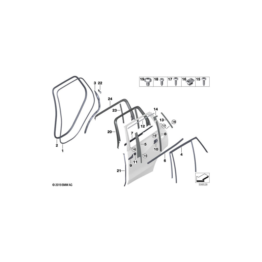 Genuine BMW 51357484061 G07 Window Cavity Seal Rear Door Left SSR (Inc. X7 50iX, X7 40iX & X7 30dX) | ML Performance US Car Parts