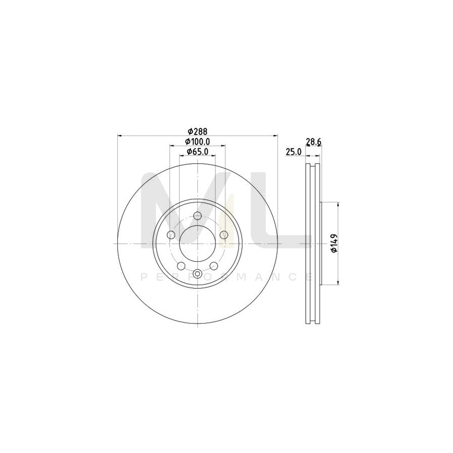 HELLA 8DD 355 104-331 Brake Disc Externally Vented, without wheel hub, without wheel studs