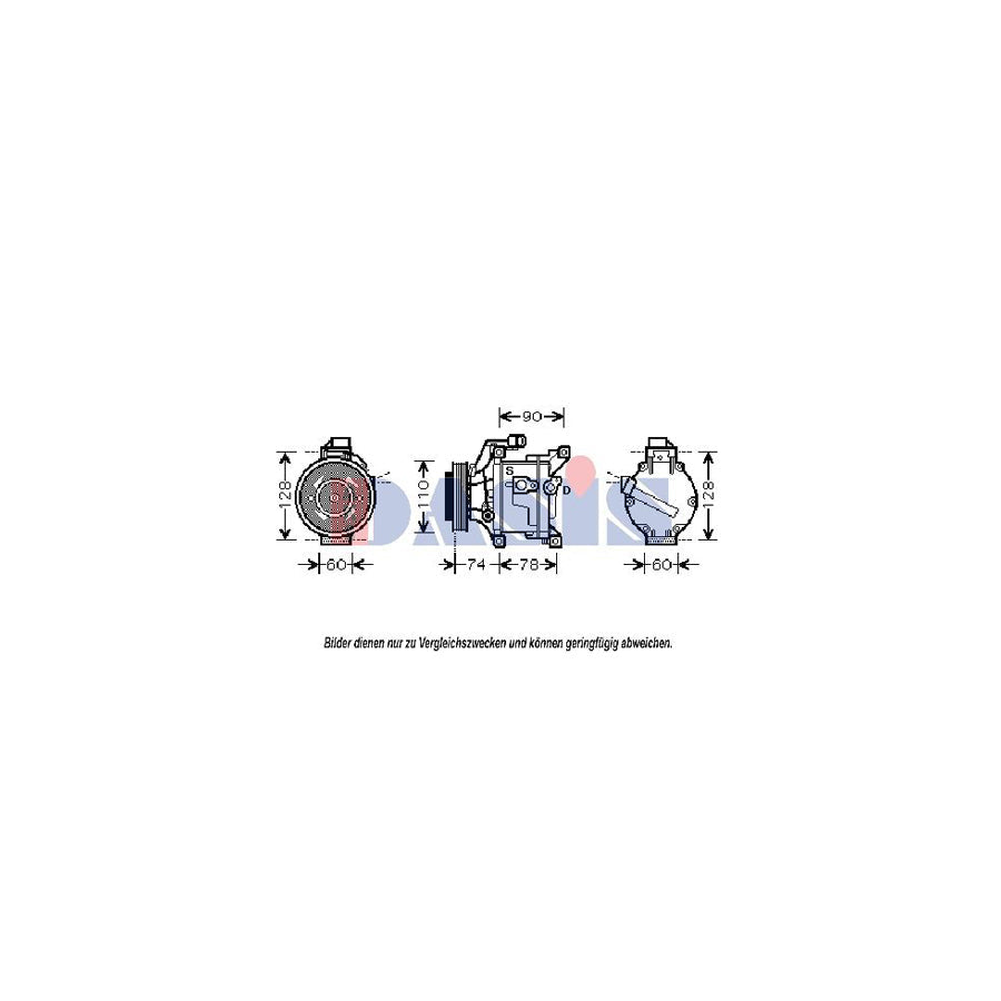 AKS Dasis 851002N Compressor, Air Conditioning for Toyota Yaris