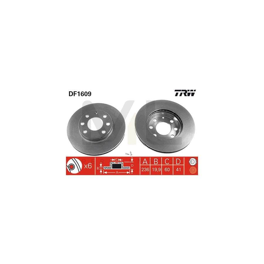 TRW DF1609 Brake Disc Vented, Painted | ML Performance Car Parts