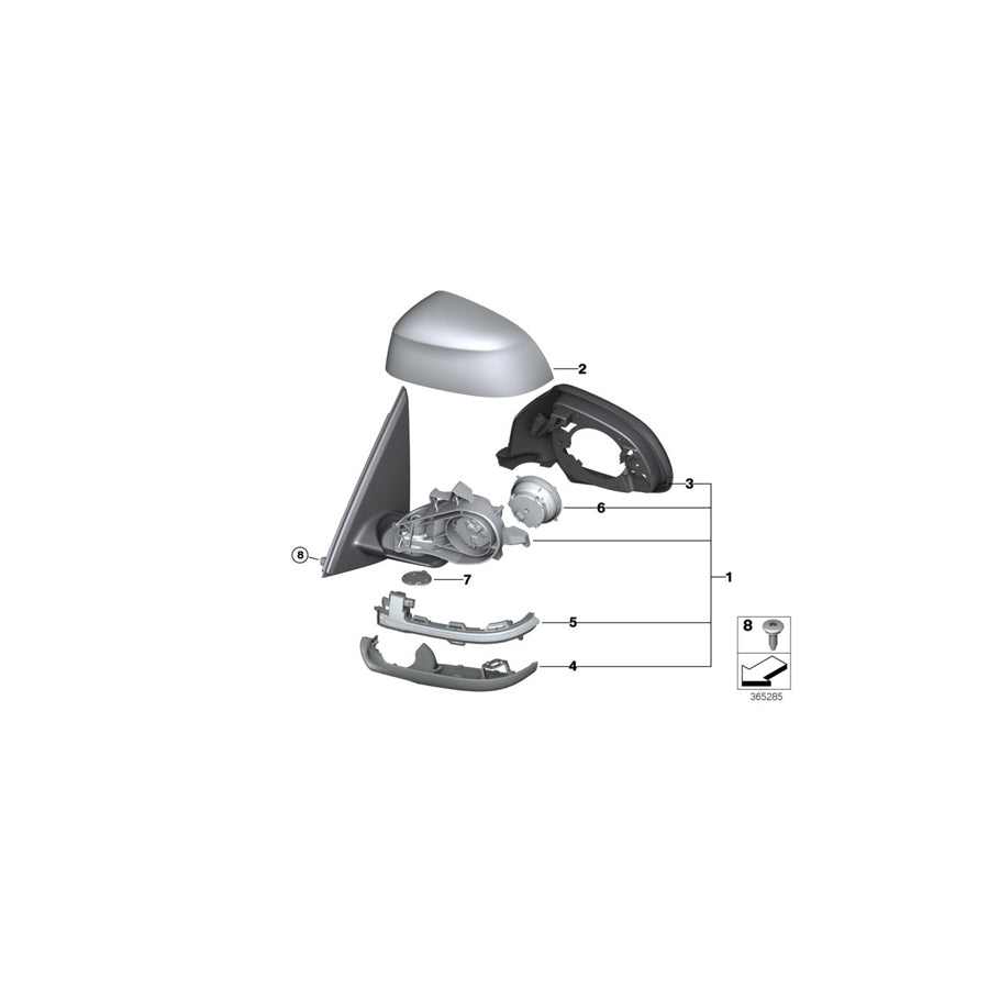 Genuine BMW 51167416110 F16 Outside Mirror W/Out Glass Heated Right (Inc. X6) | ML Performance US Car Parts