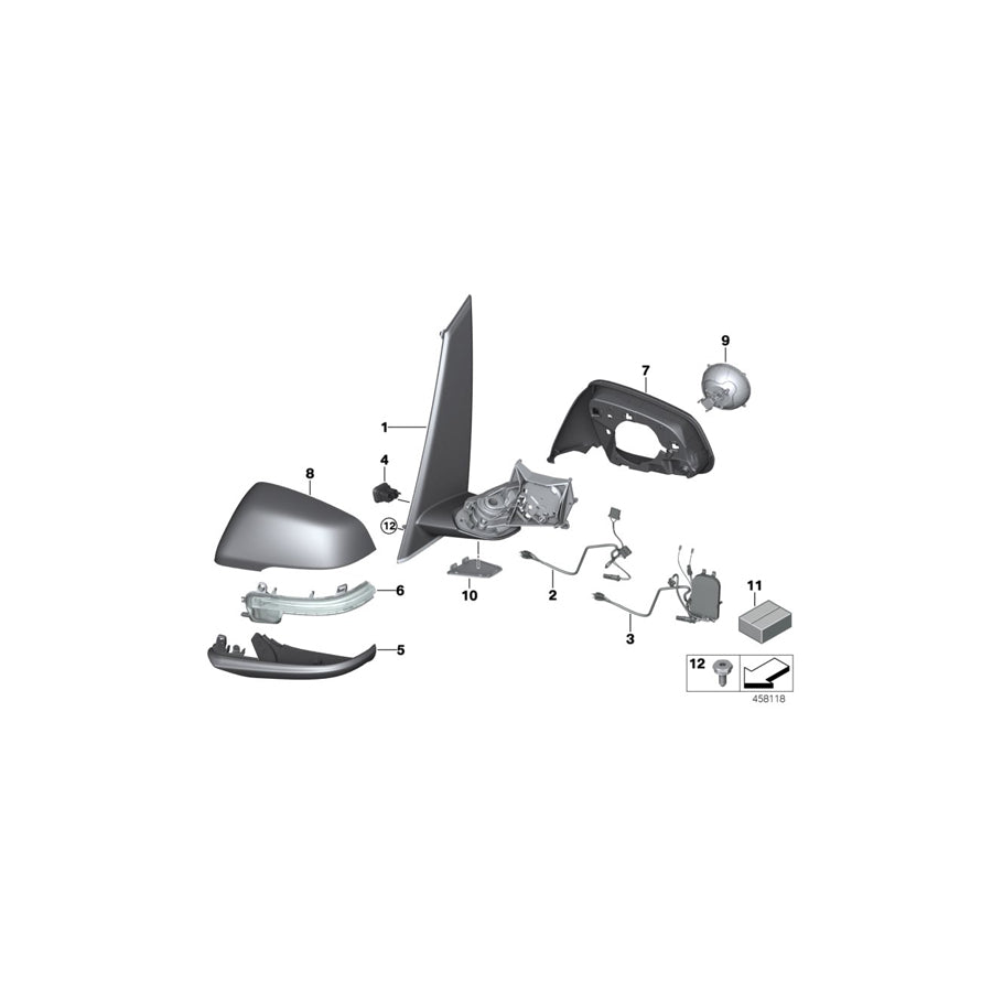 Genuine BMW 51167415789 F45 Exterior Mirror W/O Mounted Parts, Left SHADOW-LINE (Inc. 225xe, 220dX & 218dX) | ML Performance US Car Parts