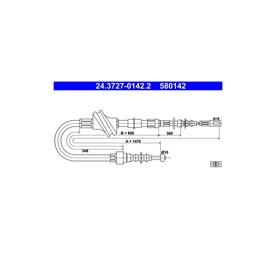 ATE 24.3727-0142.2 Hand Brake Cable for Audi 100