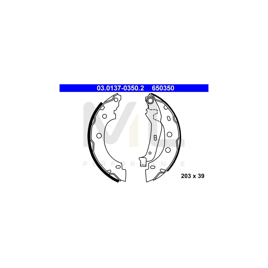 ATE 03.0137-0350.2 Brake Shoe Set with lever