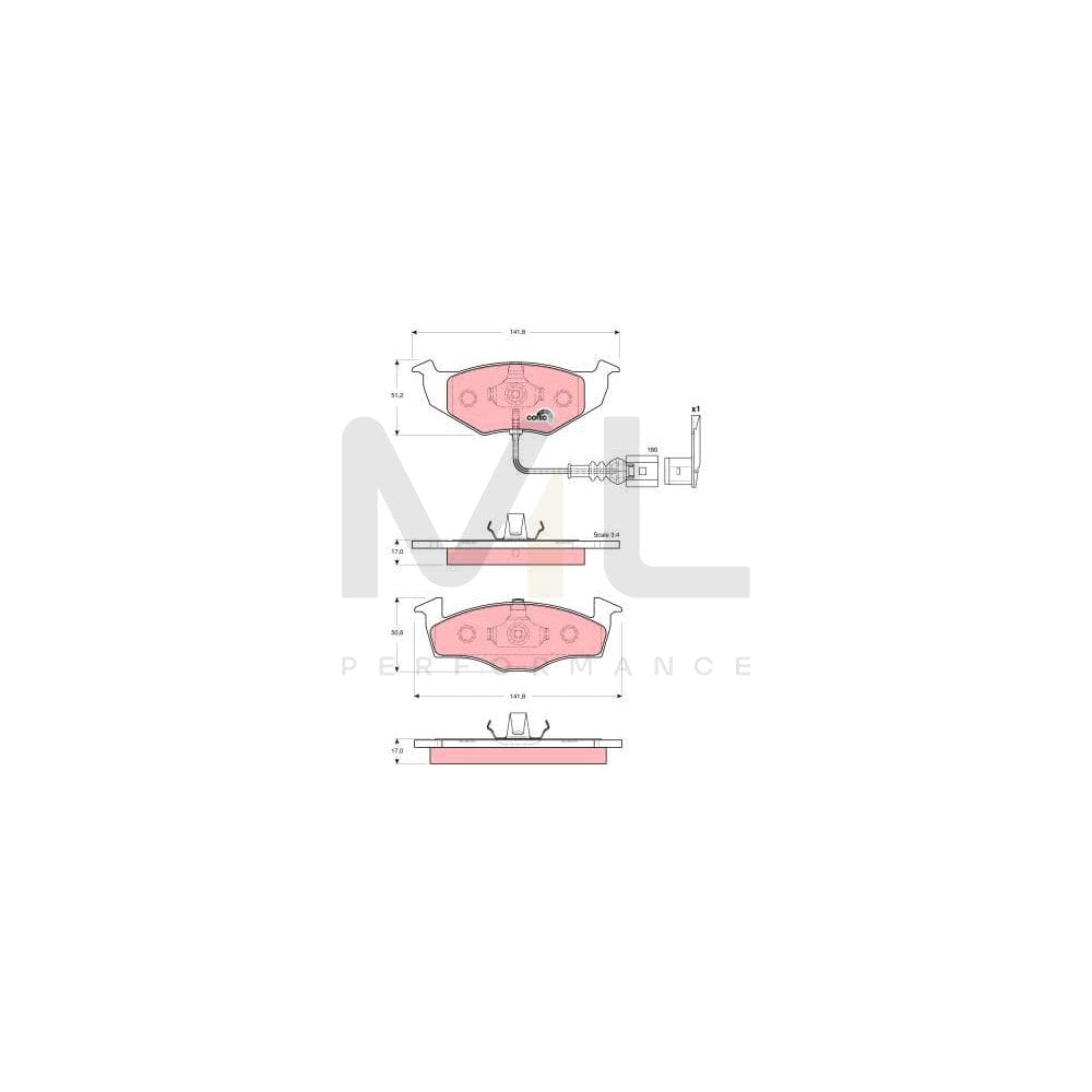 TRW Cotec Gdb1586 Brake Pad Set Incl. Wear Warning Contact | ML Performance Car Parts