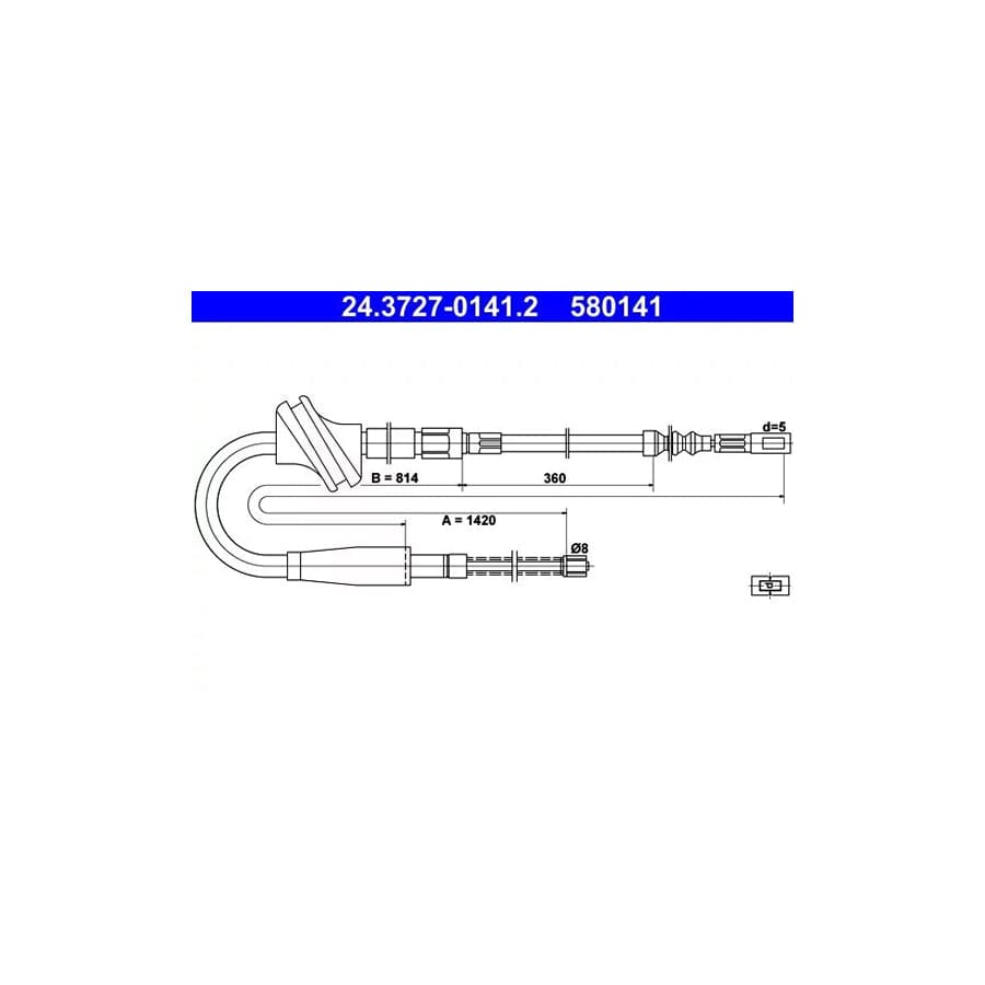 ATE 24.3727-0141.2 Hand Brake Cable for Audi 100