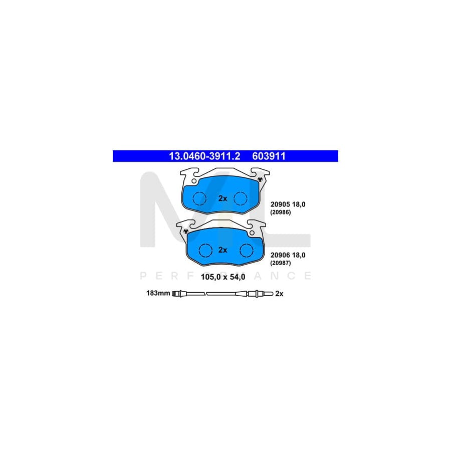 ATE 13.0460-3911.2 Brake pad set incl. wear warning contact