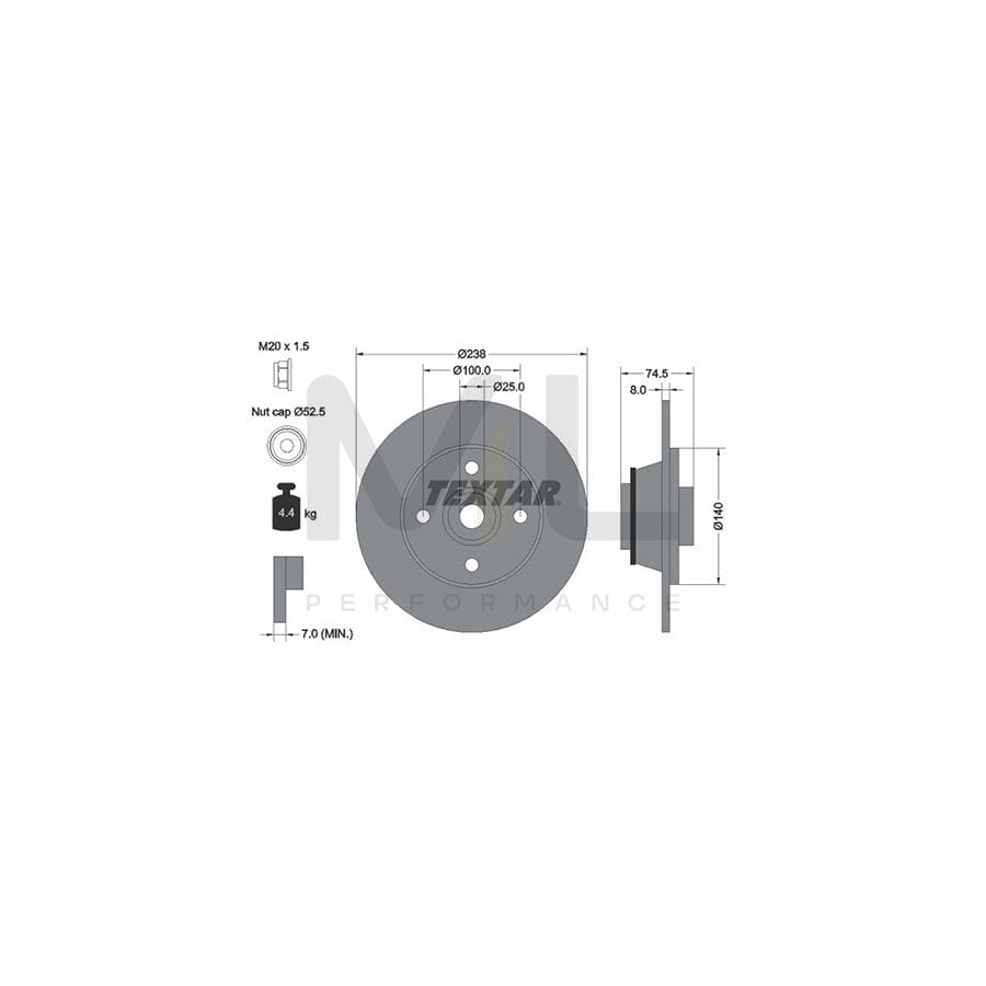 TEXTAR PRO 92154103 Brake Disc for RENAULT CLIO Solid, Coated, with ABS sensor ring, with wheel bearing | ML Performance Car Parts