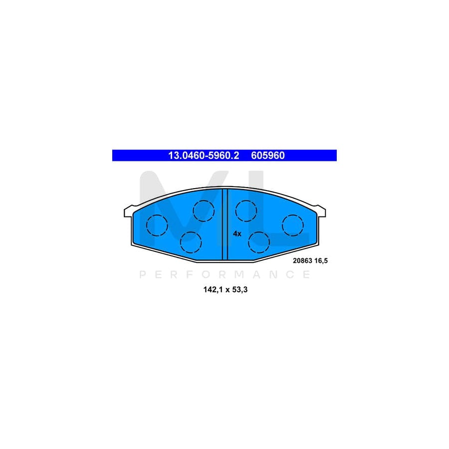 ATE 13.0460-5960.2 Brake pad set for NISSAN PATROL excl. wear warning contact, not prepared for wear indicator