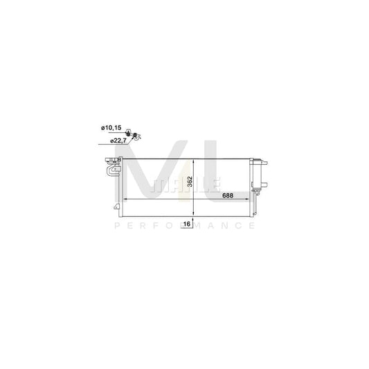 MAHLE ORIGINAL AC 103 000S Air conditioning condenser with dryer, without pressure switch | ML Performance Car Parts
