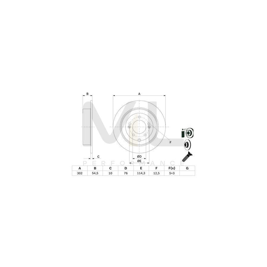 BOSCH 0 986 479 E43 Brake Disc Solid, Coated, with bolts/screws | ML Performance Car Parts