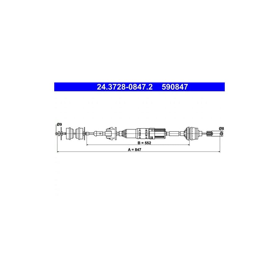 ATE 24.3728-0847.2 Clutch Cable for Peugeot 406