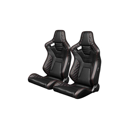 BRAUM Elite-X Series Racing Seats ( Diamond Ed. - Red Stitching ) – Pair