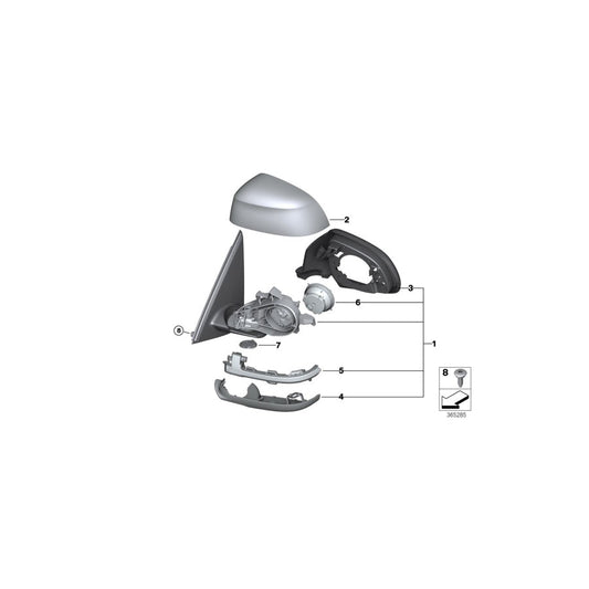 Genuine BMW 51167396067 F26 Exterior Mirror, No Lens, Heated, Left SHADOW LINE (Inc. X4) | ML Performance US Car Parts
