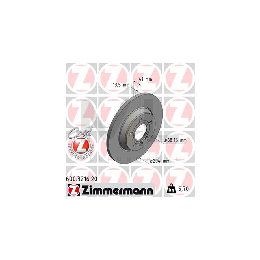 ZIMMERMANN COAT Z 600.3216.20 Brake Disc Solid, Coated  - 1 piece