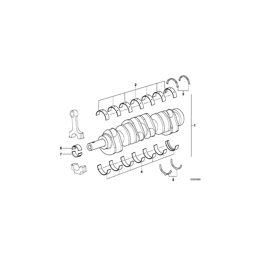 Genuine BMW 11211704831 E38 E31 At-Crankshaft With Bearing Shells HUB 79 MM (Inc. 750iLP, L7 & 850Ci) | ML Performance US Car Parts
