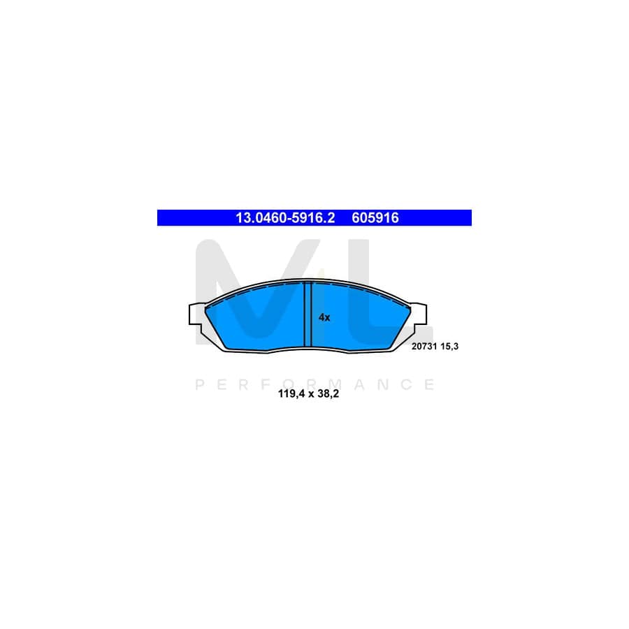 ATE 13.0460-5916.2 Brake pad set excl. wear warning contact, not prepared for wear indicator