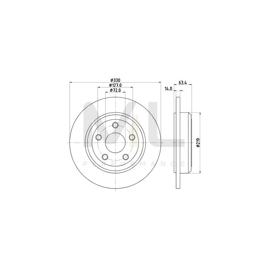 HELLA PRO 8DD 355 122-671 Brake Disc Solid, Coated, without wheel hub, without wheel studs