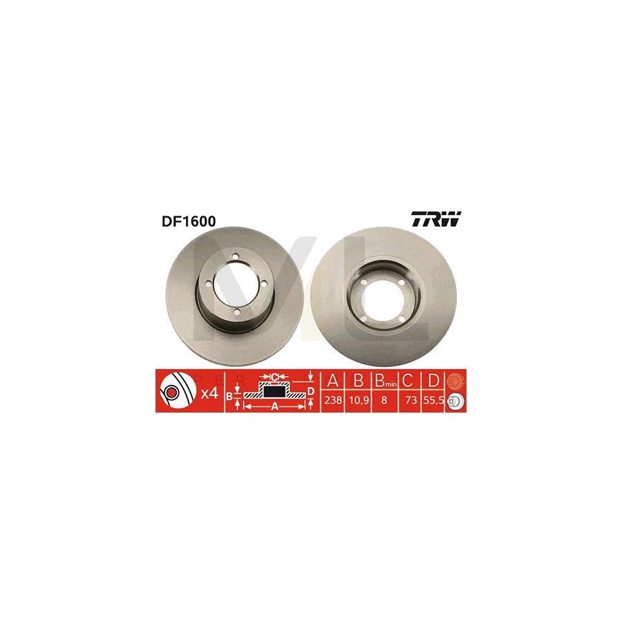 TRW DF1600 Brake Disc Solid | ML Performance Car Parts