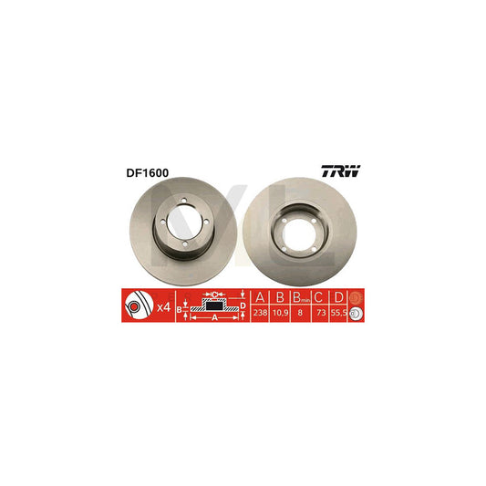 TRW DF1600 Brake Disc Solid | ML Performance Car Parts