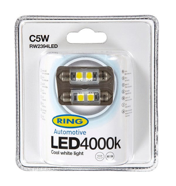 RING RW2394LED 12V LED (239-C5W) 30lm 4000K Cool White S8.5d 11 x 38mm Festoon Side & Tail/Interior