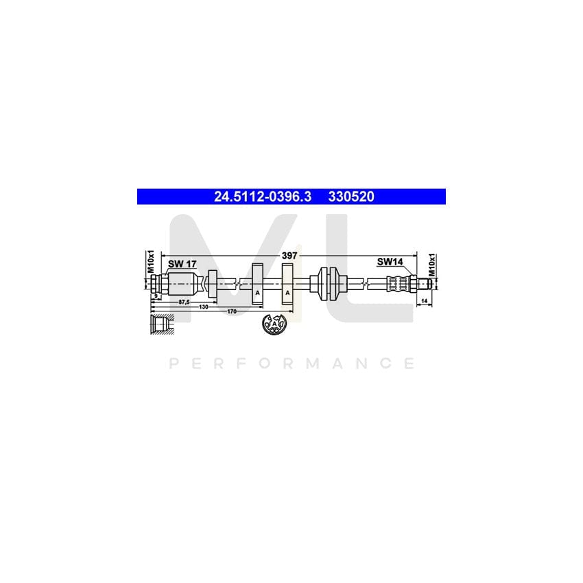 ATE 24.5112-0396.3 Brake Hose 397mm, M10x1