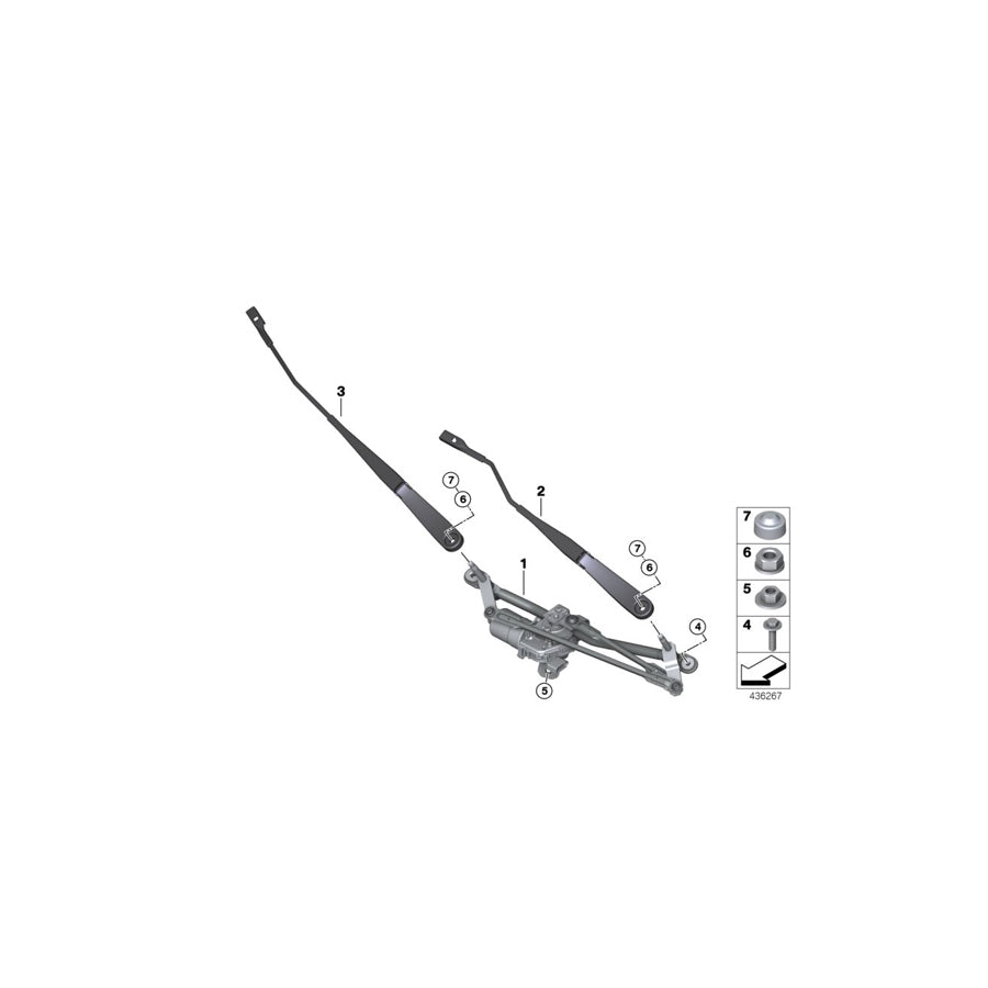 Genuine BMW 61617429703 F39 Wiper Arm, Driver's Side (Inc. X2 20iX, X2 18dX & X2 18i) | ML Performance US Car Parts