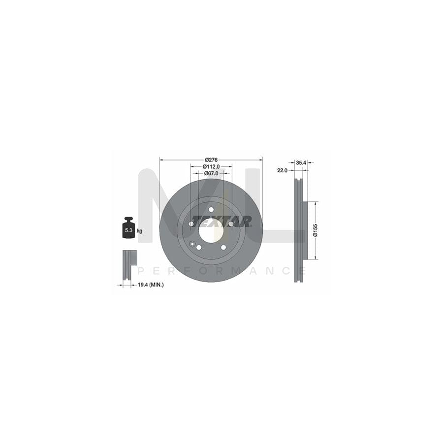 TEXTAR PRO 92099603 Brake Disc suitable for MERCEDES-BENZ A-Class (W168) Internally Vented, Coated, without wheel hub, without wheel studs | ML Performance Car Parts