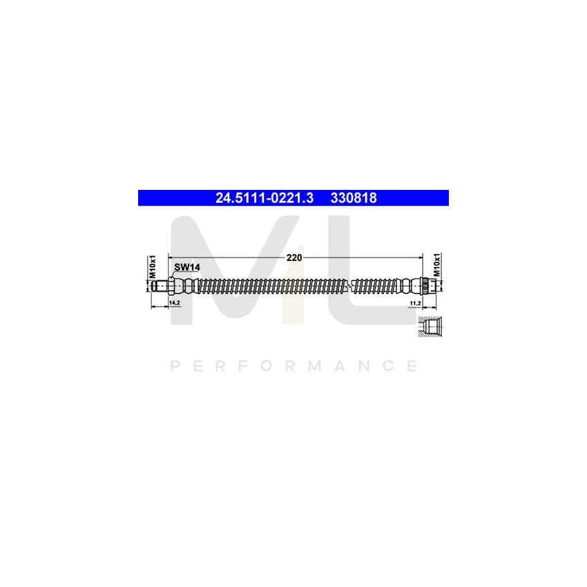 ATE 24.5111-0221.3 Brake Hose 220mm, M10x1