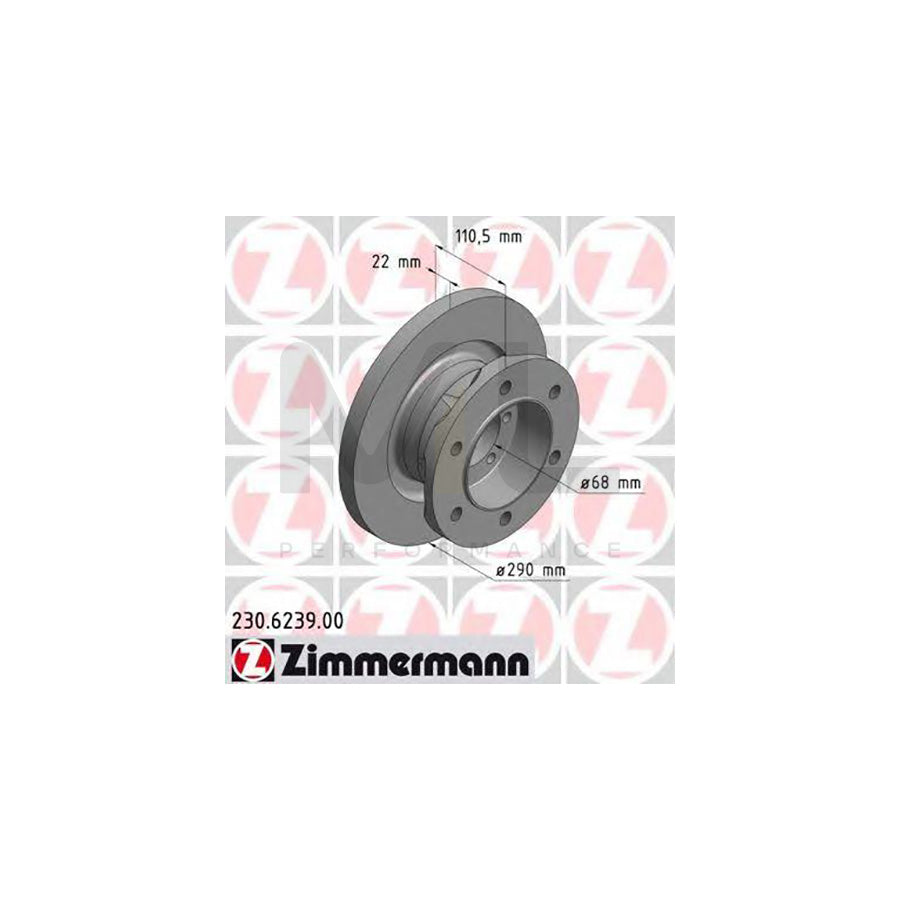 ZIMMERMANN 230.6239.00 Brake Disc for IVECO Daily Solid  - 1 piece