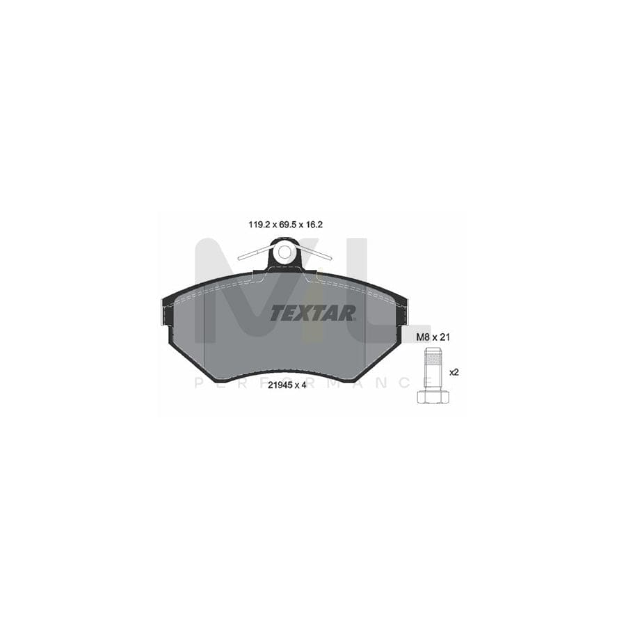 TEXTAR 2194502 Brake pad set not prepared for wear indicator, with brake caliper screws | ML Performance Car Parts