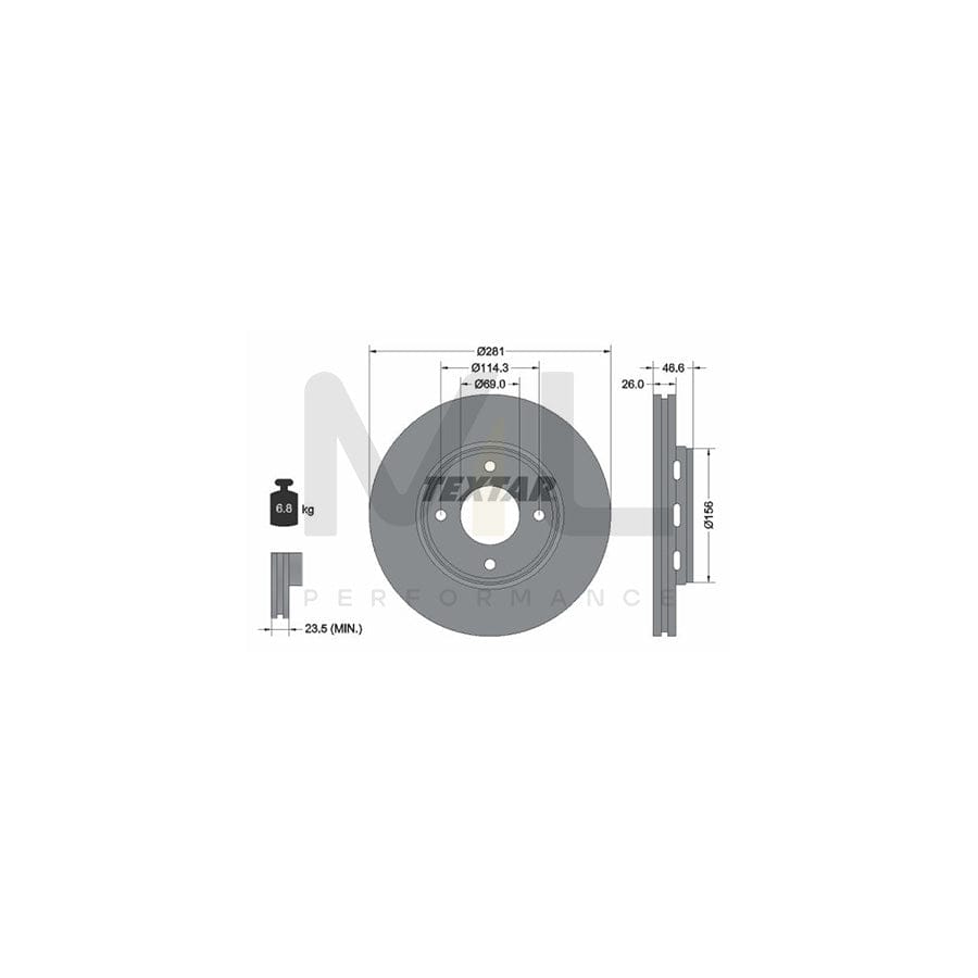 TEXTAR 92204400 Brake Disc Externally Vented, without wheel hub, without wheel studs | ML Performance Car Parts