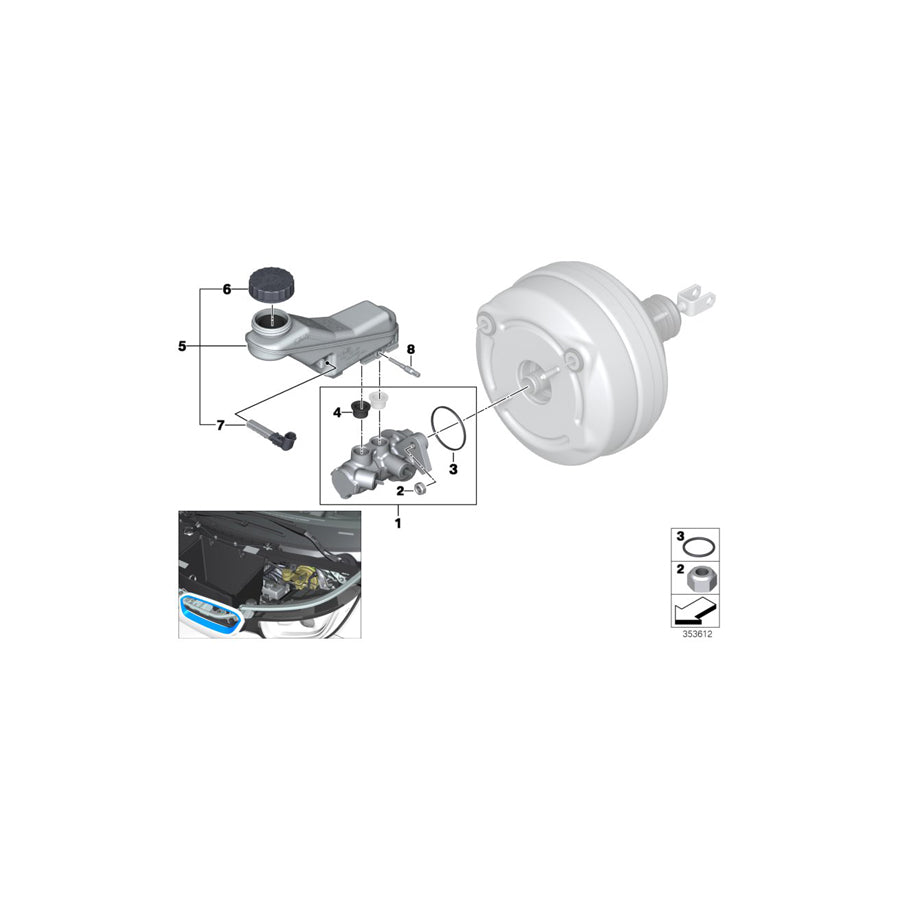 Genuine BMW 34336858911 Brake Master Cylinder (Inc. i3 94Ah, i3 120Ah Rex & i3 120Ah) | ML Performance US Car Parts