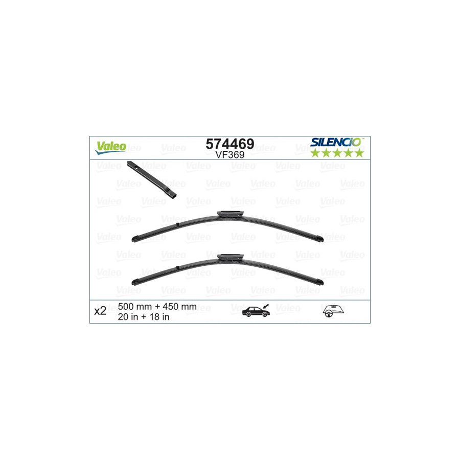 Valeo Silencio Flat Blade Set, Silencio X.Trm 574469 Wiper Blade For Renault Clio Ii Hatchback (Bb, Cb) | ML Performance US Car Parts