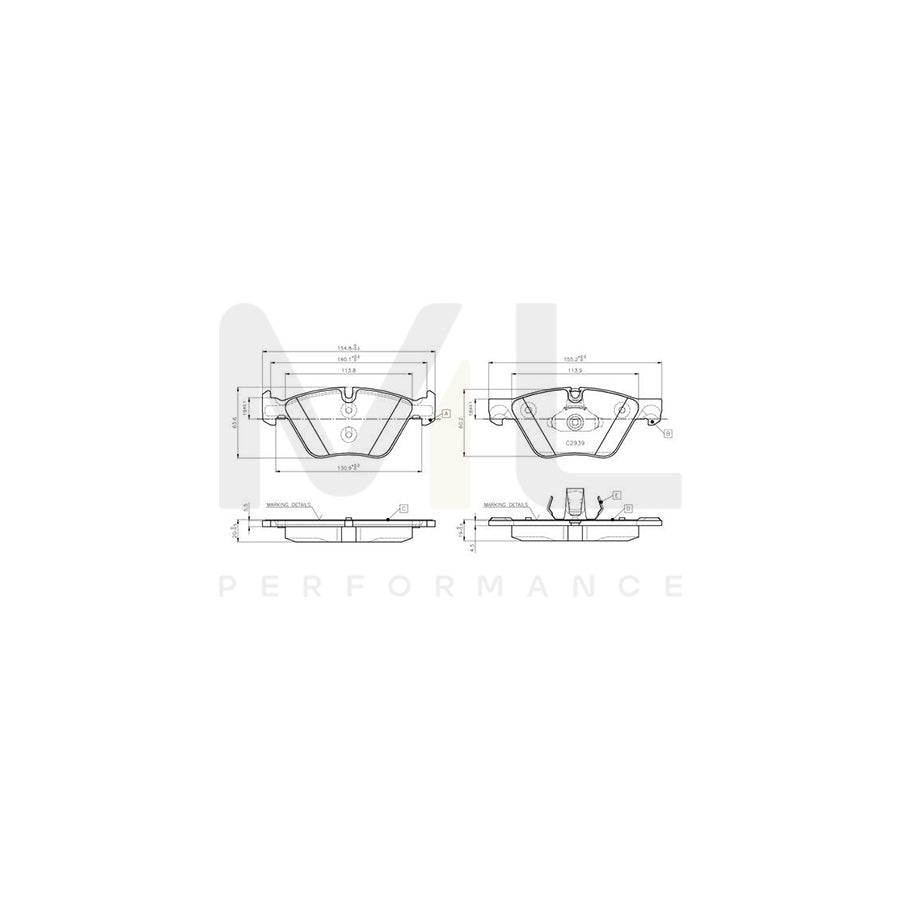 Bosch 0986Tb3138 Brake Pad Set For Bmw 5 Series Excl. Wear Warning Contact  | ML Performance Car Parts