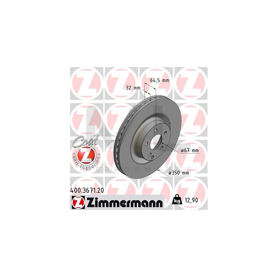 ZIMMERMANN COAT Z 400.3671.20 Brake Disc Internally Vented, Coated  - 1 piece