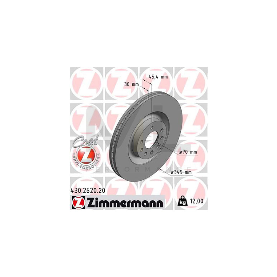ZIMMERMANN COAT Z 430.2620.20 Brake Disc Internally Vented, Coated, High-carbon  - 1 piece