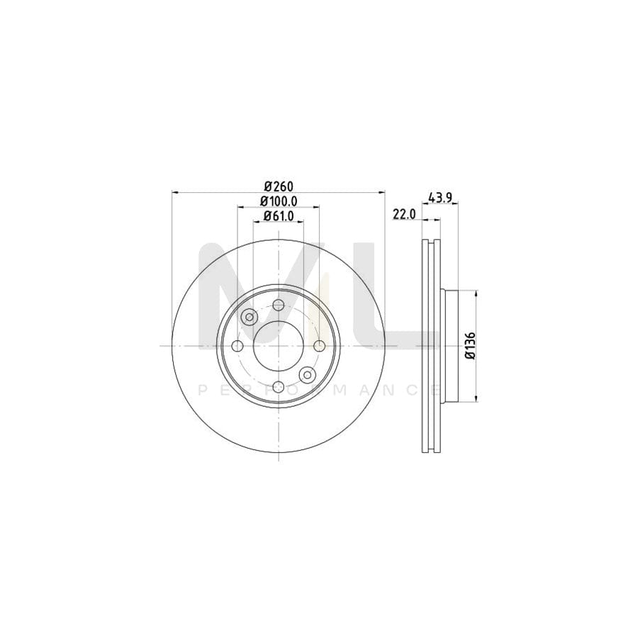 HELLA PRO 8DD 355 109-331 Brake Disc Externally Vented, Coated, without wheel hub, without wheel studs