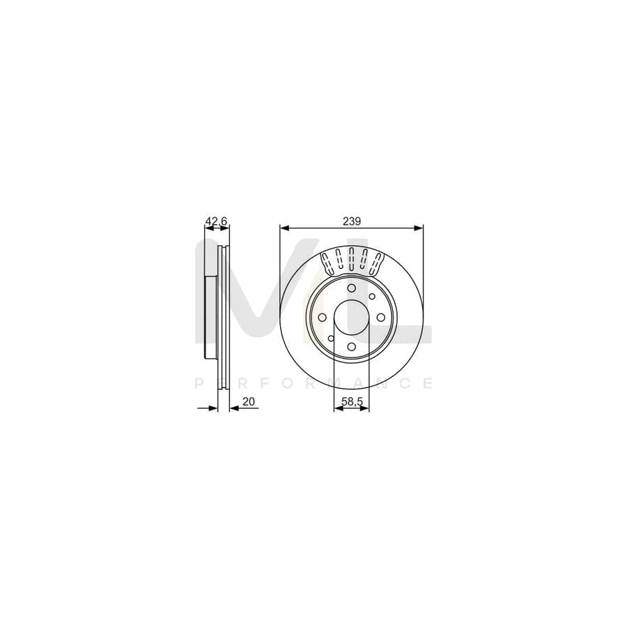 BOSCH 0 986 479 082 Brake Disc Vented, Oiled | ML Performance Car Parts