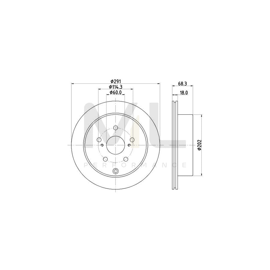 HELLA 8DD 355 105-421 Brake Disc Internally Vented, without wheel hub, without wheel studs