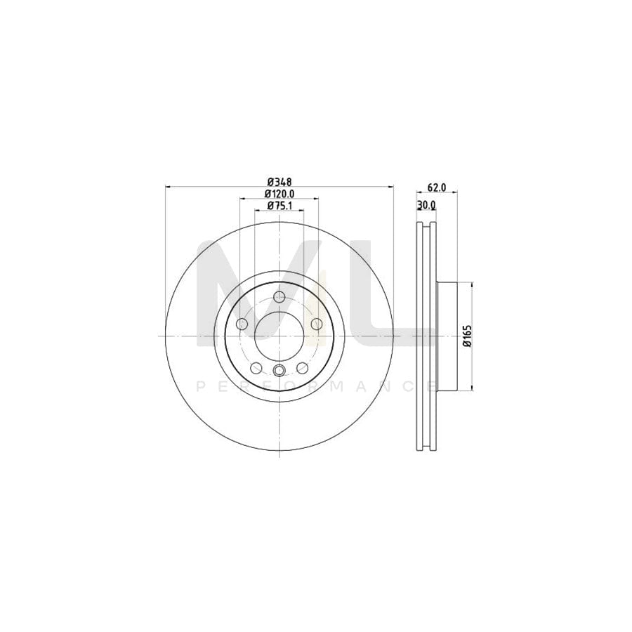 HELLA PRO 8DD 355 117-741 Brake Disc Internally Vented, Coated, without wheel hub, without wheel studs