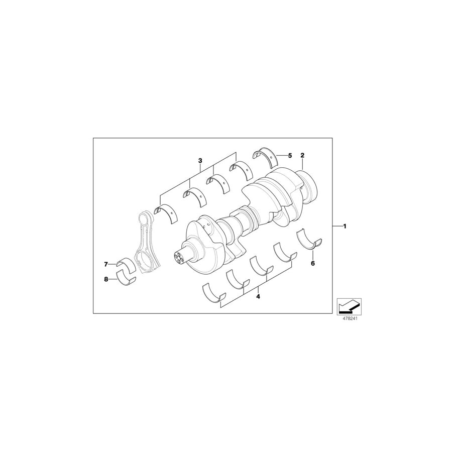 Genuine BMW 11212248797 E38 E65 Guide-Bearing Shell Green 70,00MM (Inc. 740d) | ML Performance US Car Parts