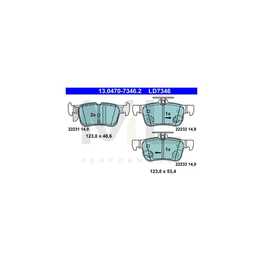 ATE 13.0470-7346.2 Brake pad set with acoustic wear warning