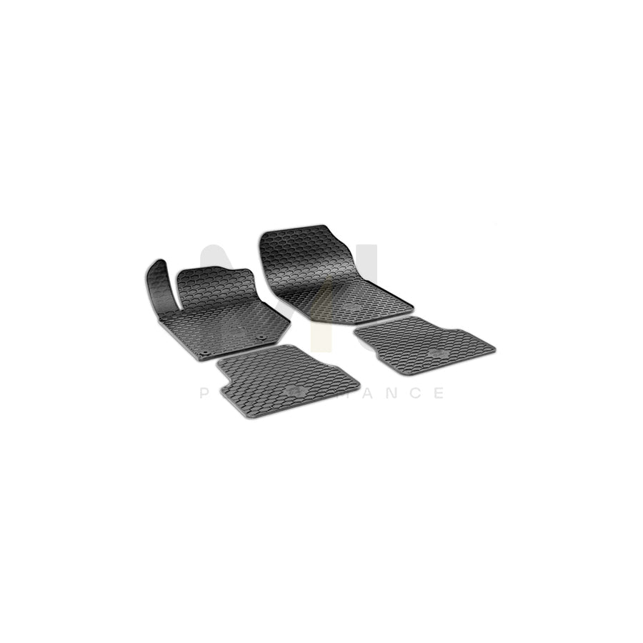 WALSER RubberLine 50858 Floor mat set Elastomer, Front and Rear, Quantity: 4, Black