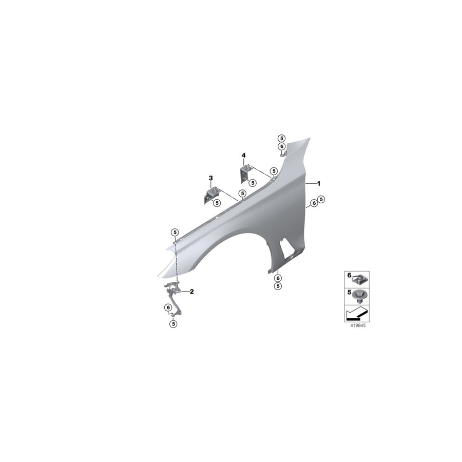 Genuine BMW 41007443688 G30 G31 Side Panel, Aluminum, Front Right (Inc. 520i 1.6, 518d & 530i) | ML Performance US