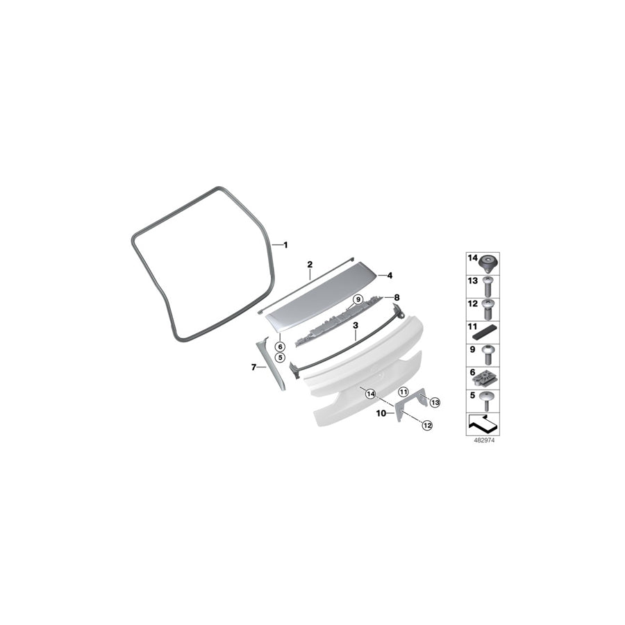 Genuine BMW 51627425435 G31 Cover Panel For Spoiler Center (Inc. 520i, 525d & 520d) | ML Performance US Car Parts