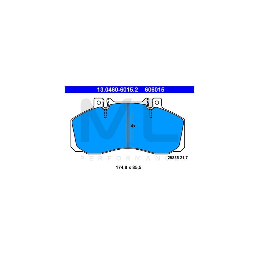 ATE 13.0460-6015.2 Brake pad set excl. wear warning contact, prepared for wear indicator