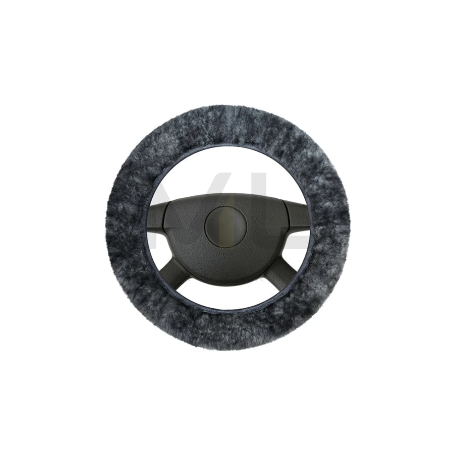 WALSER 19542-0 Steering wheel cover 37mm, 39mm, Anthracite, Leather, Sheepskin